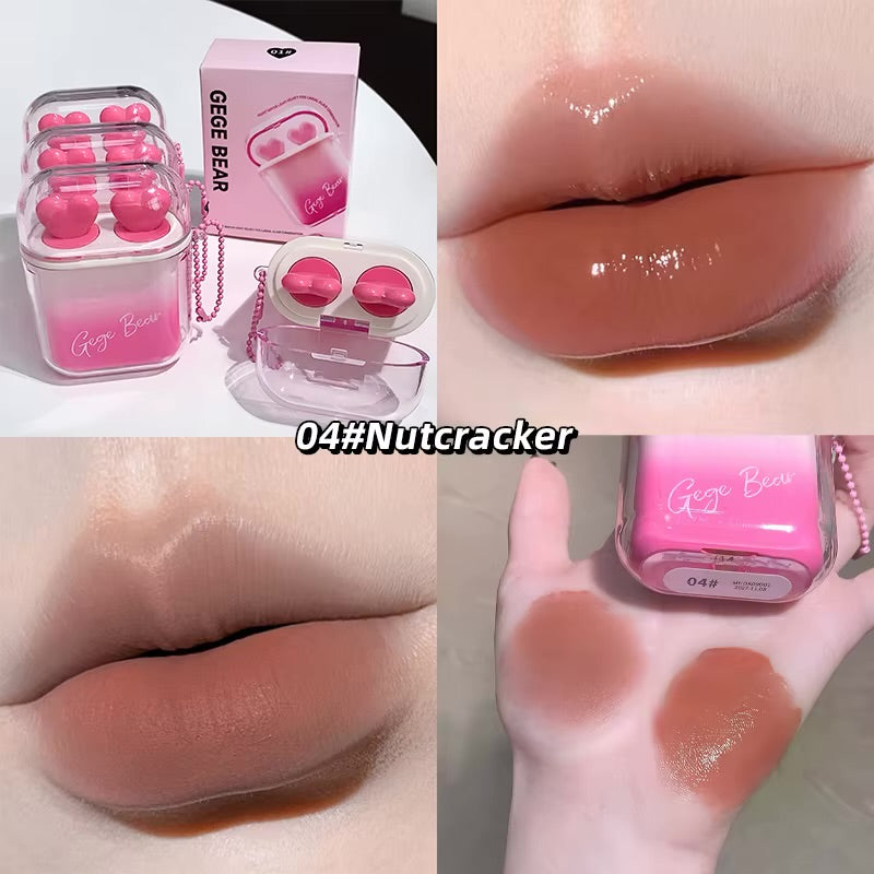 Gege Bear Heart Water Light Velvet Fog Labial Glair Combination #4