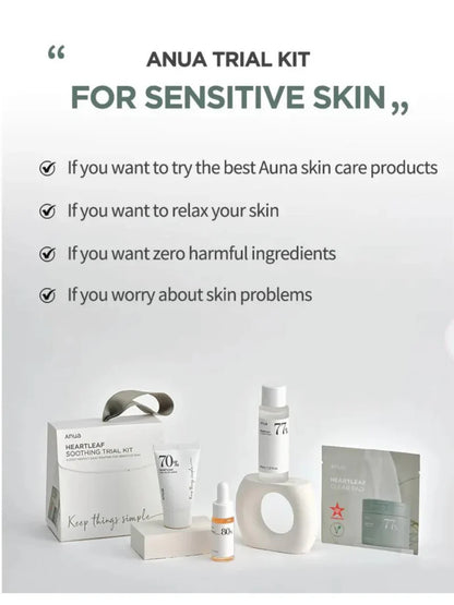 Anua Heartleaf Soothing Trial Kit 4-Step Perfect Daily Routine