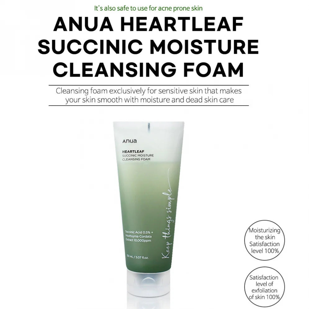 Anua Heartleaf Succinic  Moisture Cleansing Foam