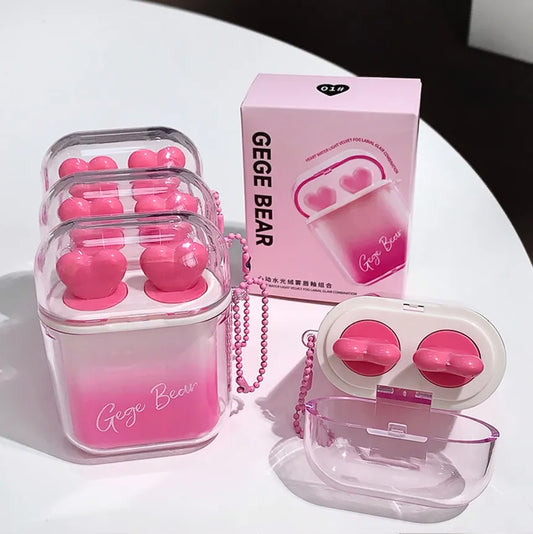 Gege Bear Heart Water Light Velvet Fog Labial Glair Combination #2