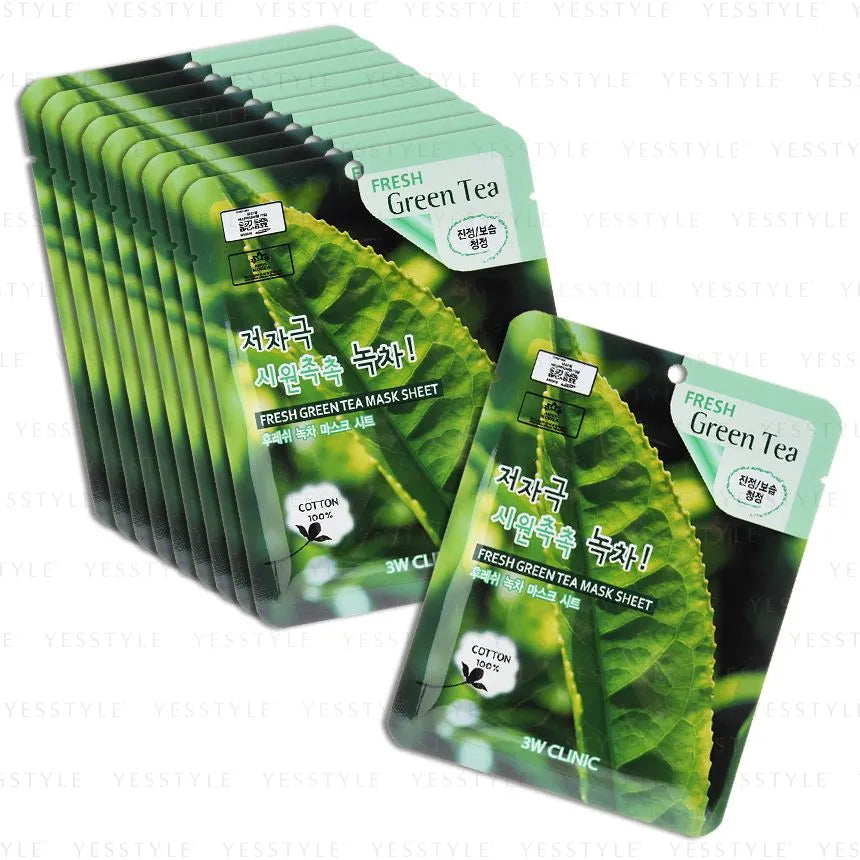 3W Clinic Fresh Green Tea Mask Sheet (10 pack)