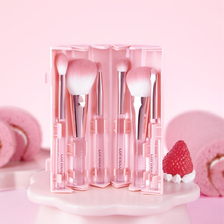 Coringco Pink Roll Make Up Brush Set 6 pcs