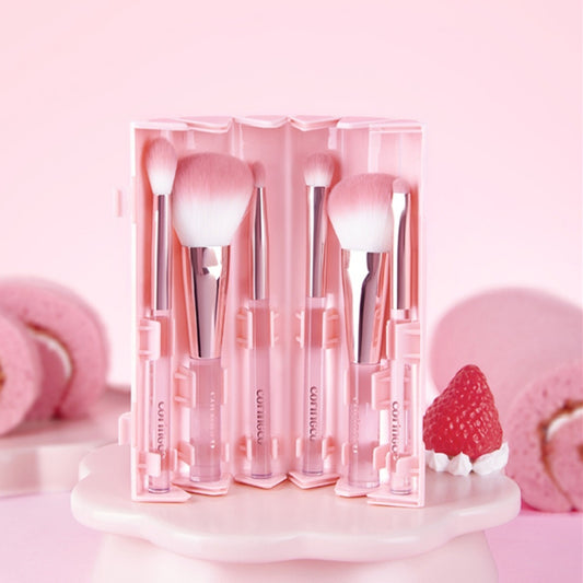 Coringco Pink Roll Make Up Brush Set 6 pcs