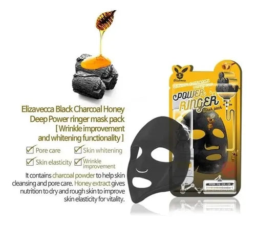 Elizavecca Deep Power Ringer Mask Pack (Black Charcoal Honey)