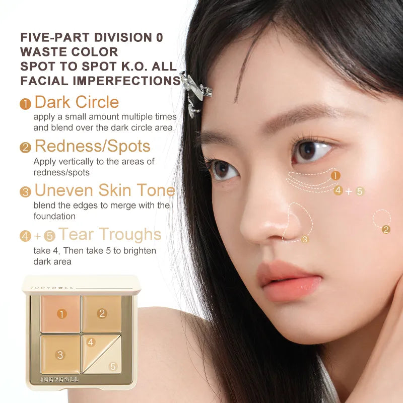 Judydoll 5 Shades Concealer Palette #1.5 Neutral Skin Tone 6g