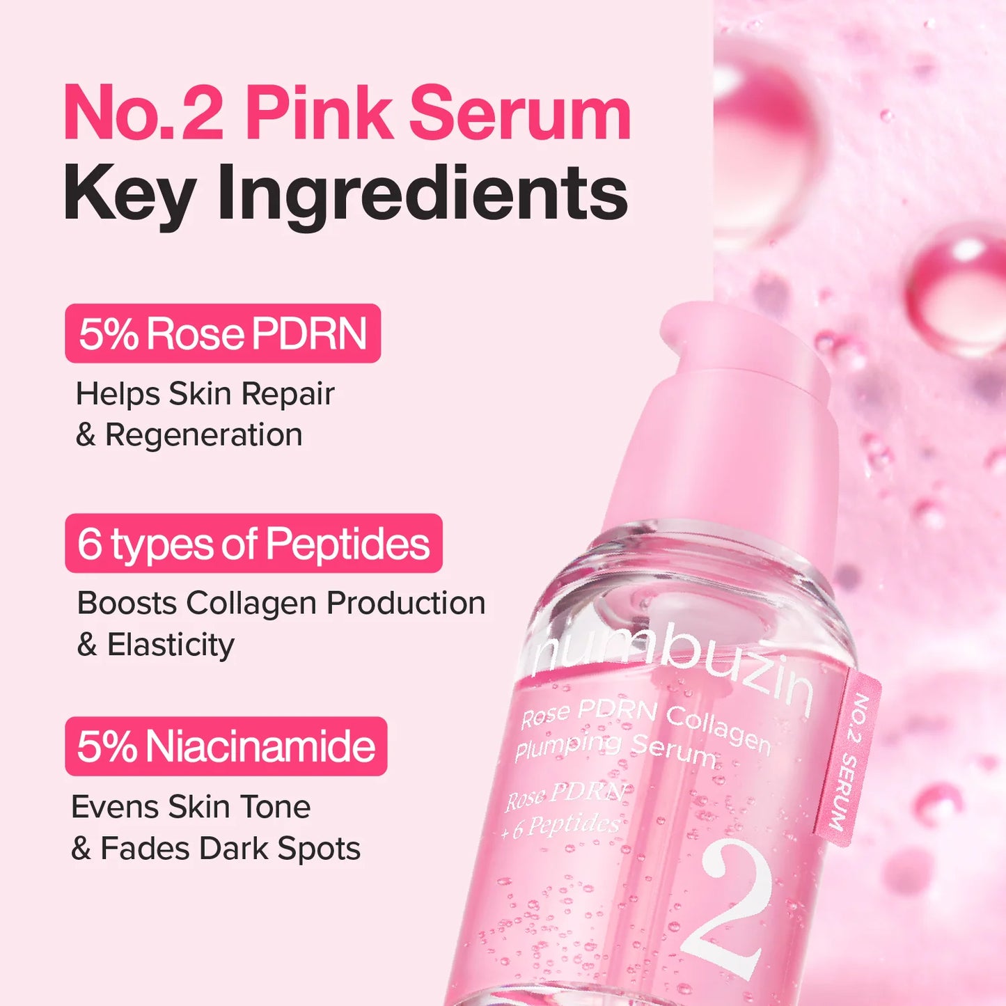 Numbuzin No.2 Rose PDRN Plumbing Serum 30ml