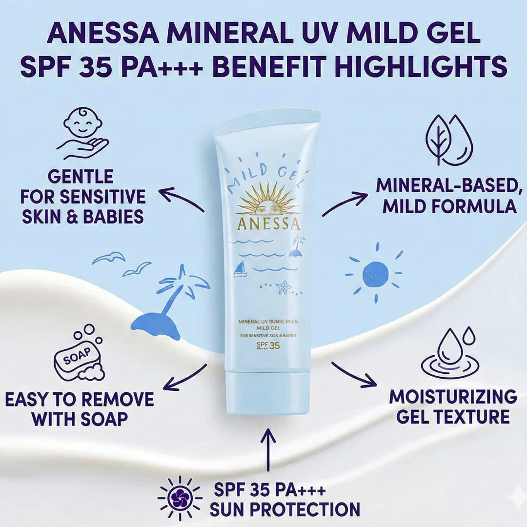 Anessa MINERAL UV SUNSCREEN
MILD GELFOR SENSITIVE SKIN & BABIES 90g