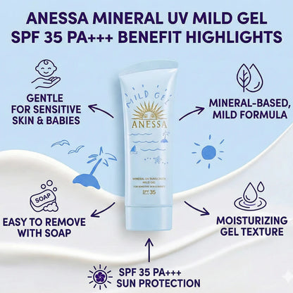 Anessa MINERAL UV SUNSCREEN
MILD GELFOR SENSITIVE SKIN & BABIES 90g
