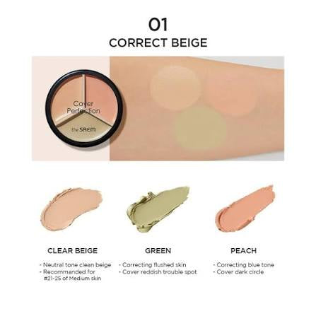 The saem Cover perfection triple concealer 01 correct up beige